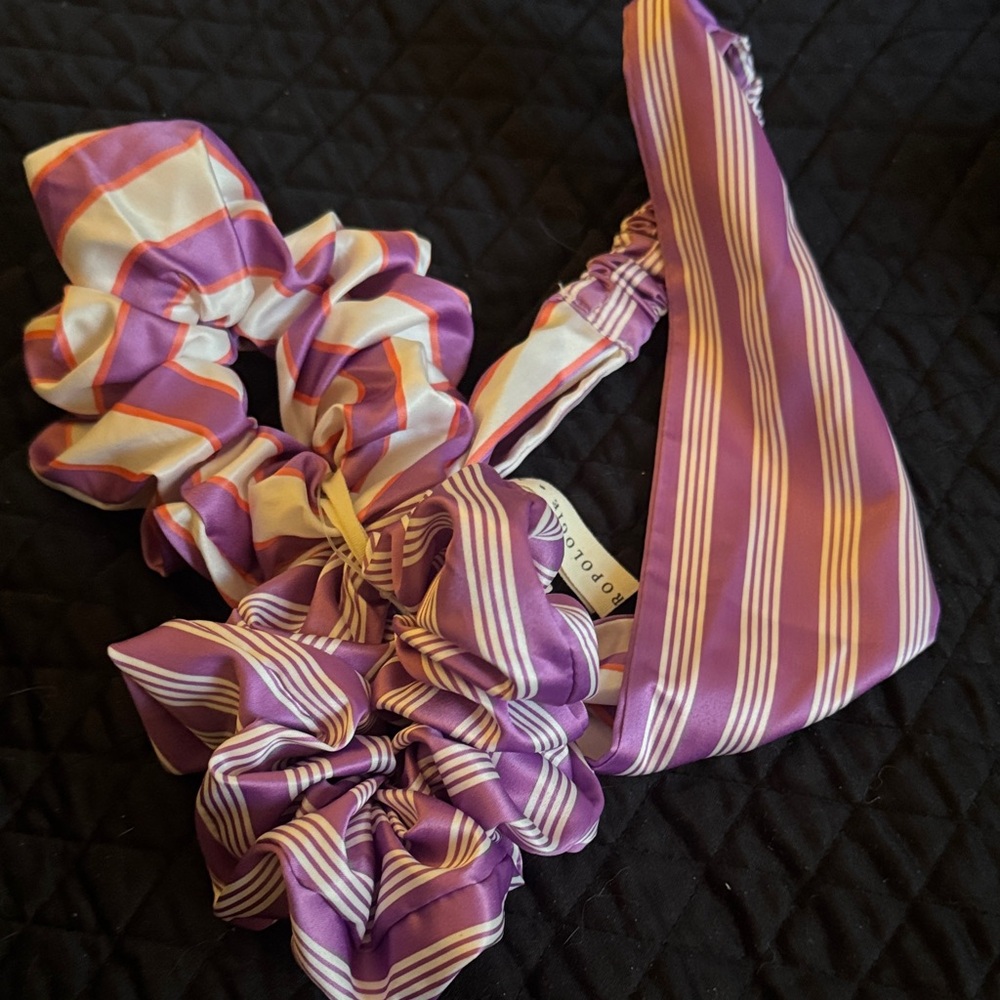 NWT Anthropologie Silk Scrunchies and Headband Set